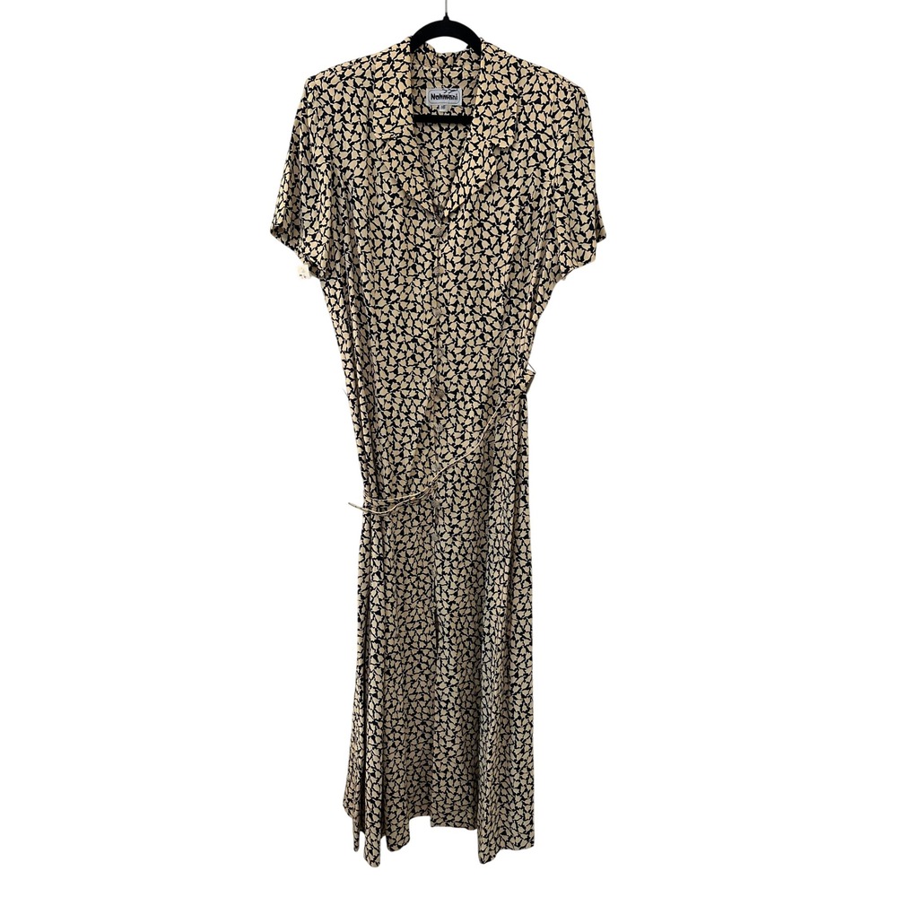 Nahmani Vintage Floral Maxi Dress Button Front Short Sleeve Size 16 Cottagecore